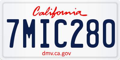 CA license plate 7MIC280