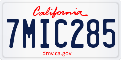 CA license plate 7MIC285