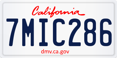 CA license plate 7MIC286