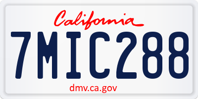 CA license plate 7MIC288