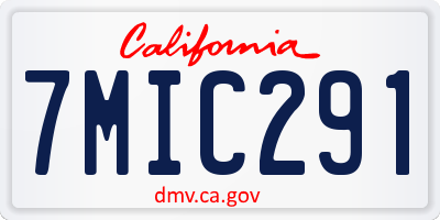 CA license plate 7MIC291