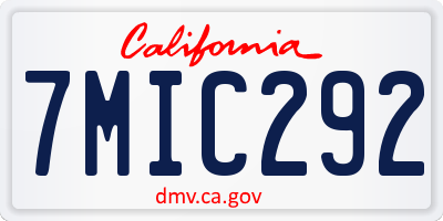 CA license plate 7MIC292
