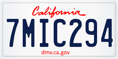 CA license plate 7MIC294