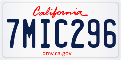 CA license plate 7MIC296