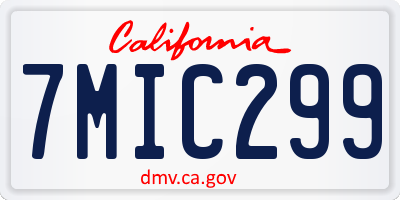 CA license plate 7MIC299