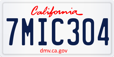 CA license plate 7MIC304
