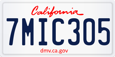 CA license plate 7MIC305