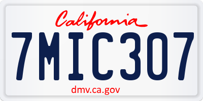 CA license plate 7MIC307