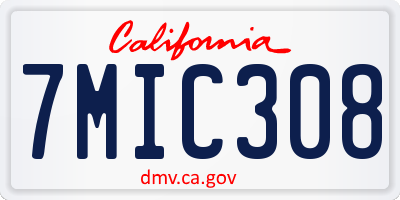 CA license plate 7MIC308