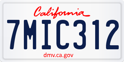 CA license plate 7MIC312