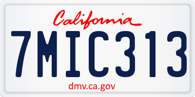 CA license plate 7MIC313