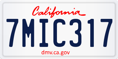 CA license plate 7MIC317