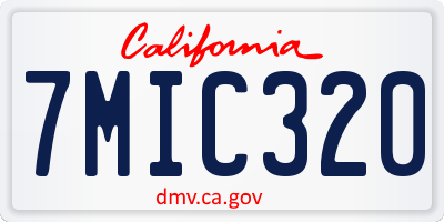 CA license plate 7MIC320