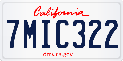 CA license plate 7MIC322