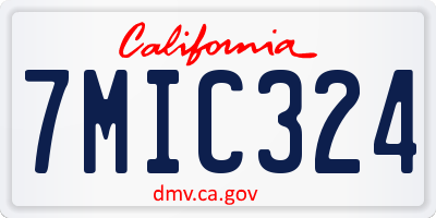 CA license plate 7MIC324