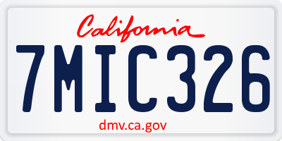 CA license plate 7MIC326