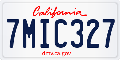 CA license plate 7MIC327