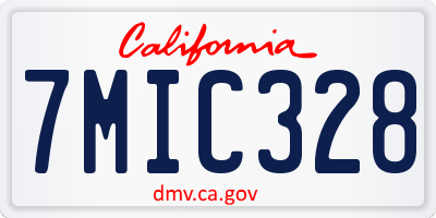 CA license plate 7MIC328