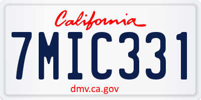 CA license plate 7MIC331