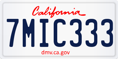 CA license plate 7MIC333
