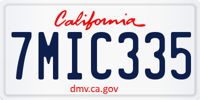 CA license plate 7MIC335