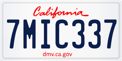 CA license plate 7MIC337
