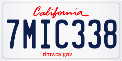 CA license plate 7MIC338