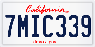 CA license plate 7MIC339