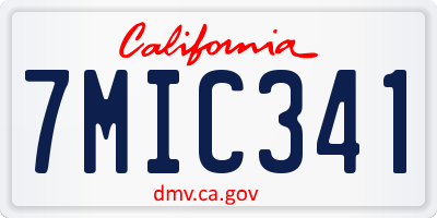CA license plate 7MIC341
