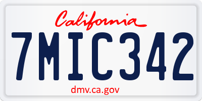 CA license plate 7MIC342