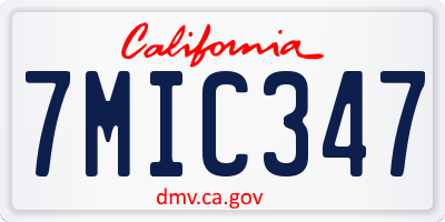 CA license plate 7MIC347