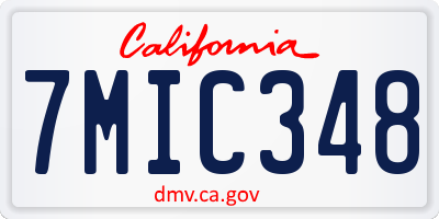 CA license plate 7MIC348