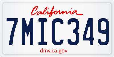 CA license plate 7MIC349