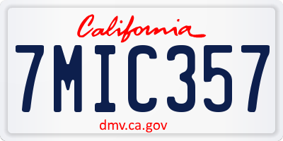 CA license plate 7MIC357