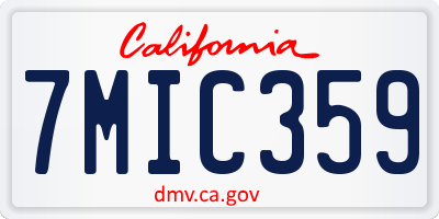 CA license plate 7MIC359