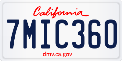CA license plate 7MIC360