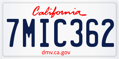CA license plate 7MIC362
