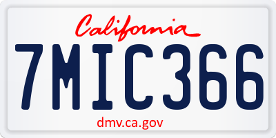CA license plate 7MIC366