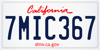 CA license plate 7MIC367