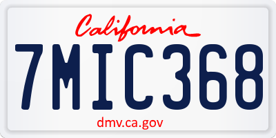 CA license plate 7MIC368