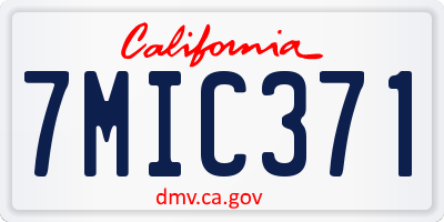 CA license plate 7MIC371