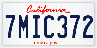 CA license plate 7MIC372