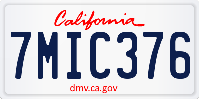 CA license plate 7MIC376