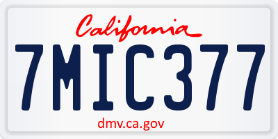 CA license plate 7MIC377