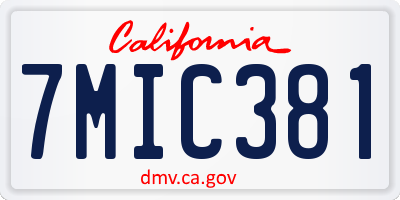 CA license plate 7MIC381