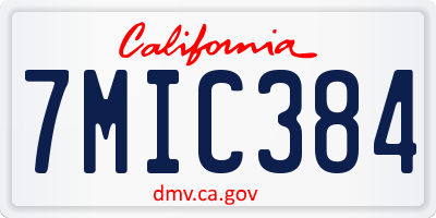CA license plate 7MIC384