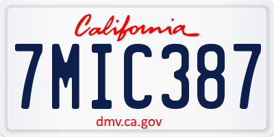 CA license plate 7MIC387