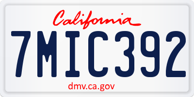 CA license plate 7MIC392