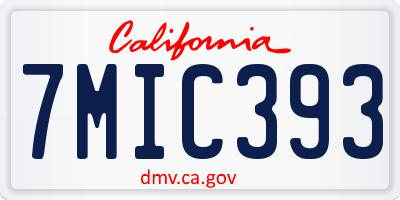CA license plate 7MIC393