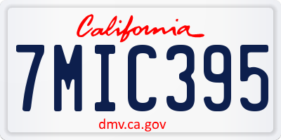 CA license plate 7MIC395